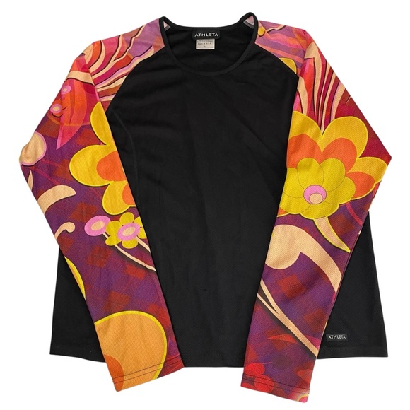 Athleta Rash Guard Floral Colorblock Long Sleeve Top - Picture 8 of 9